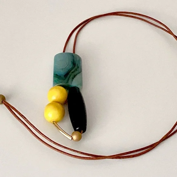 Natural Stone Geometric Pendant Necklace - Picture 2 of 6